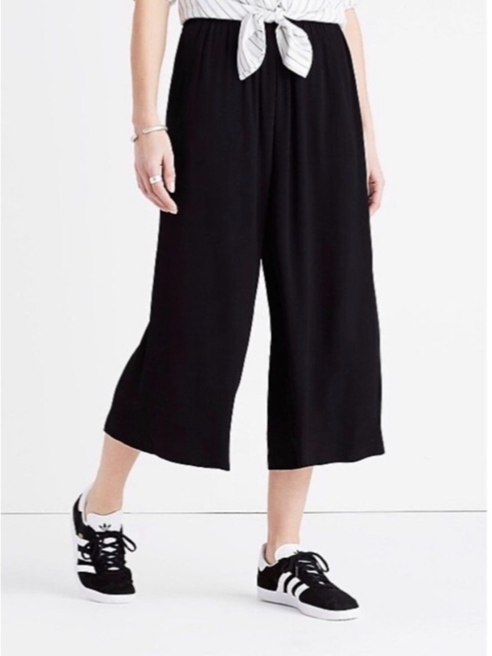 Madewell Black Wide-Leg Crop Pants